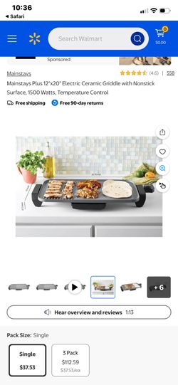 Ceramic Griddle, New , Mainstays 