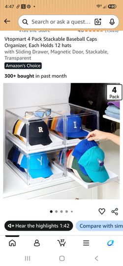 Vtopmart 4-Pack Stackable Baseball Cap Organizer
