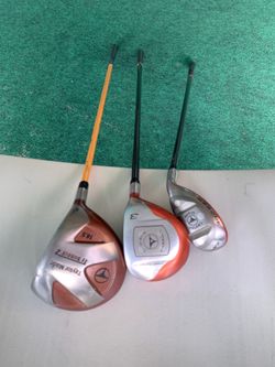 TAYLOR MADE DRIVER, FAIRWAY AND RESCUE GOLF CLUBS