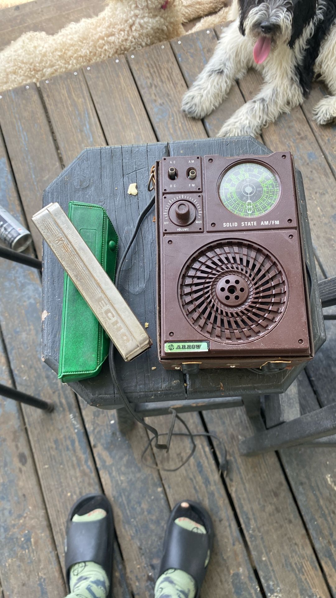 Antique radio and harmonica $20 for the whole package