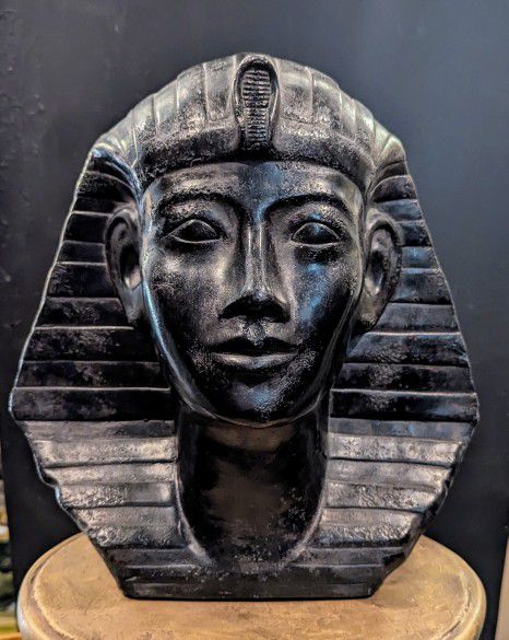Antique Egyptian Revival Cast-Metal Pharaoh Bust