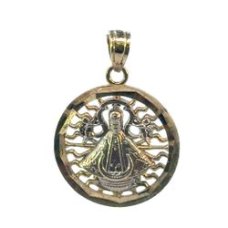 Men’s or Women’s 10k Two Toned White Yellow Gold Wreathed Pope & Cherub Medallion Pendant for Necklace GP3124237
