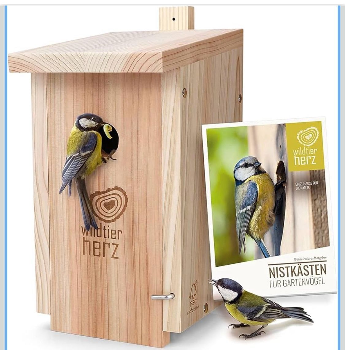 wildtier  Wildlife Heart Birdhouse for Great Tits, 32mm, Solid Wood, Screwed | Weatherproof Nesting Boxes for