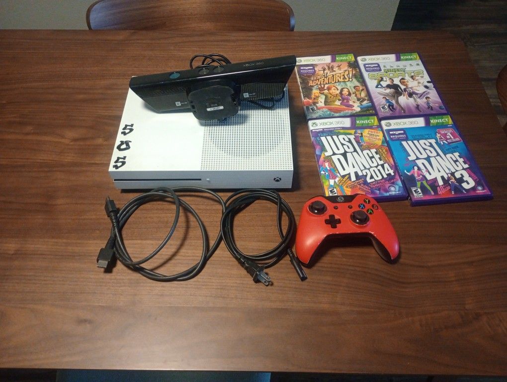 Xbox One S With Kinect, Controller And 4 Games