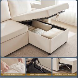 Beige Pull Out Couch 
