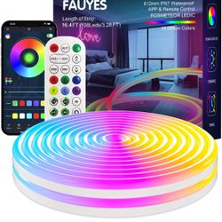 Neon Rope Light,16.4FT ICRGB LED Strip Lights,IP67 Waterproof Flexible LED Lights,Control with App/Remote,Music Sync Game LED Neon Strip Lights
