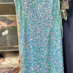 Icy Blue Sequin Dress Size 10