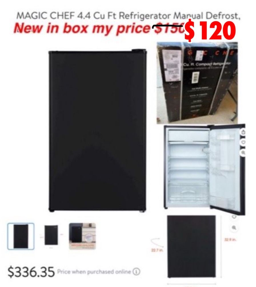 New MAGIC CHEF 4.4 Cu Ft Refrigerator Manual Defrost, E-Star $120 Reduced Price cash only East Palmdale