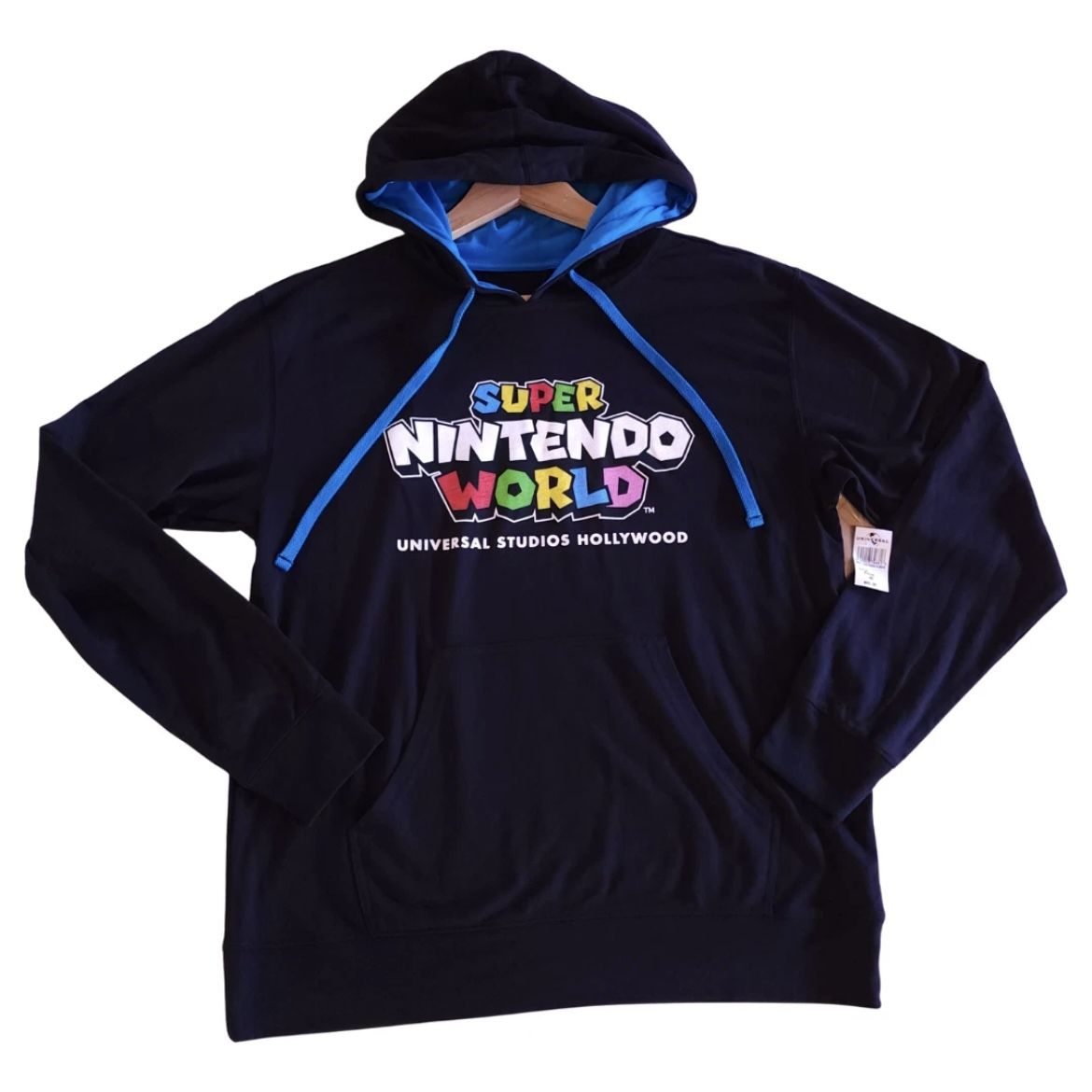 Universal Studios Super Nintendo World Black Hoodie Sweater Pullover Size Medium