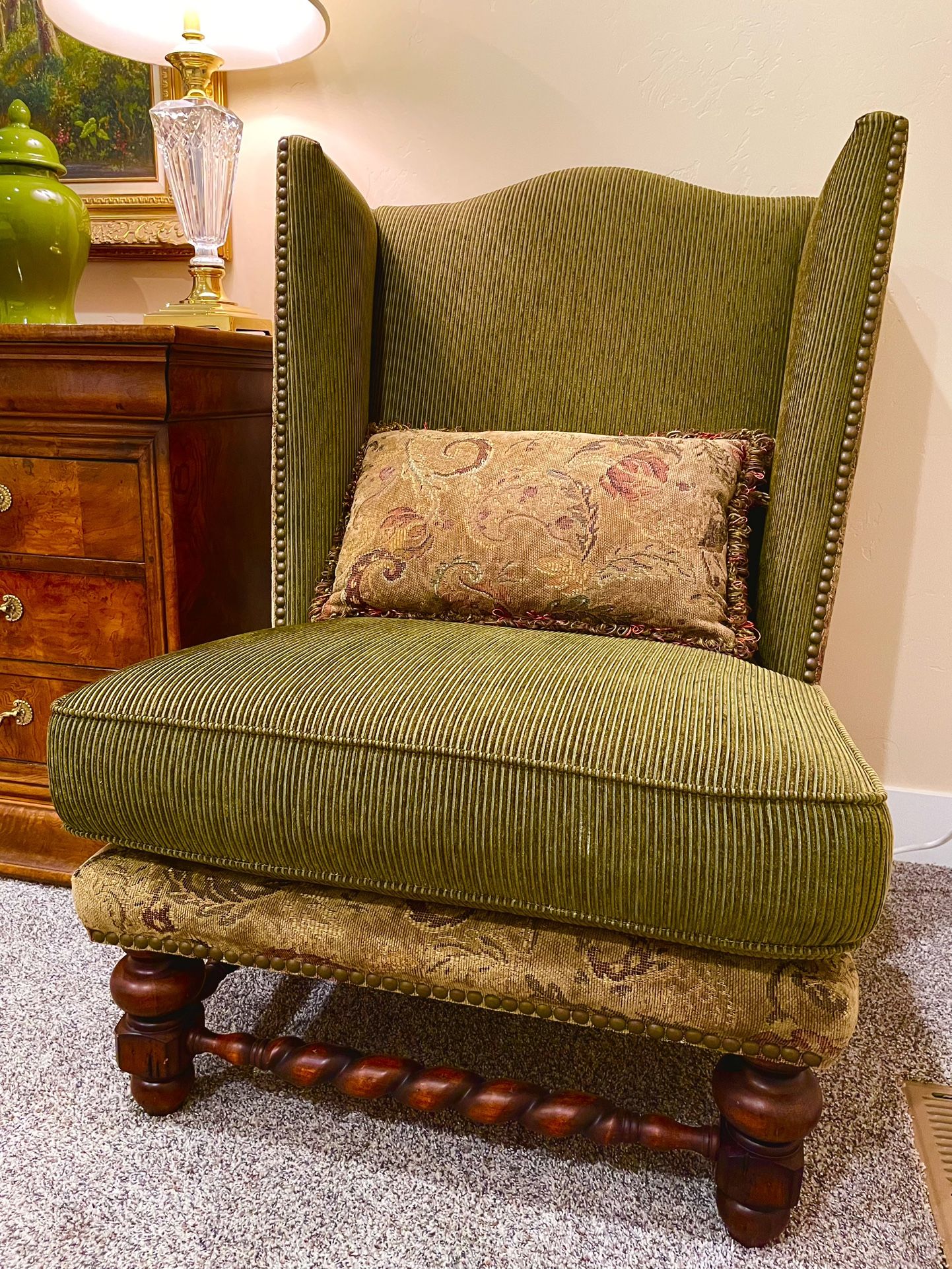 Vintage Upholstered High Back Chair