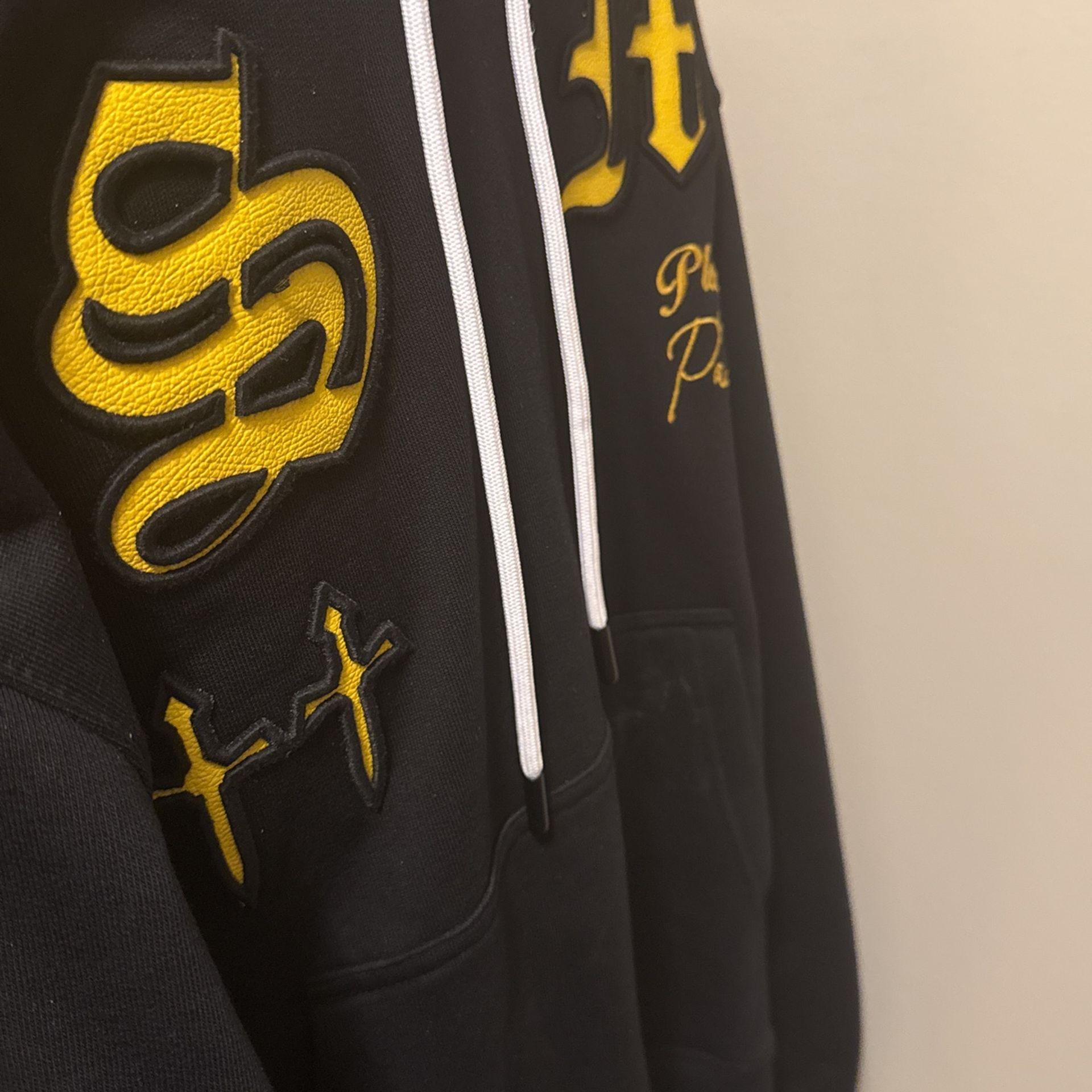 Black Hoodie With Yellow Design Patches