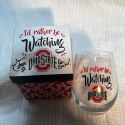 Autographed Ohio State Wine Glass With Box