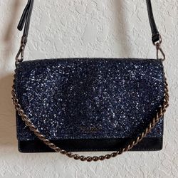 kate spade Navy Glitter Crossbody with Chain Handbag