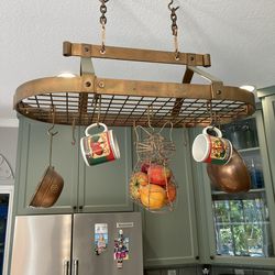 Enclume 36 inch solid copper hanging pot rack
