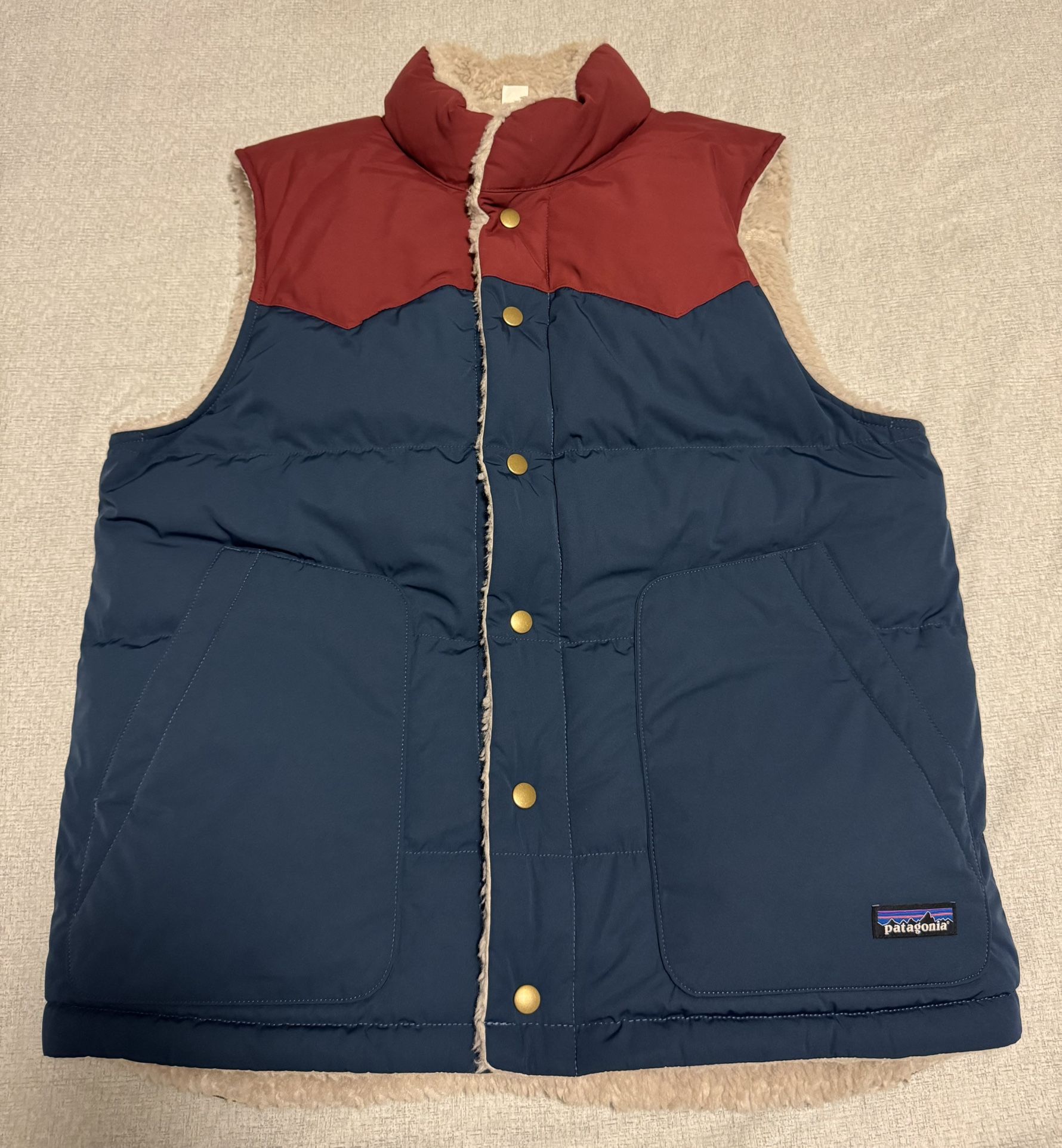 Patagonia Size Medium Men Reversible Bivy Down Vest Tidepool Blue 27588 New