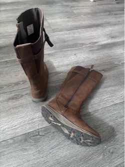 🔥 Eddie Bauer Women's Tall Brown Leather Boots - Size 8.5 (Good Condition