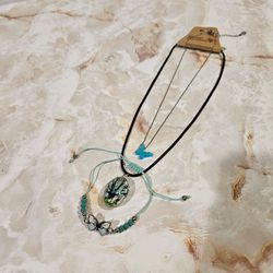 Butterfly Bracelet and Butterfly Tree Enamel Necklace