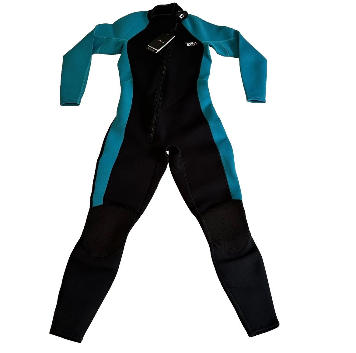 DIVE and SAIL Women's Full Body Wet Suit size L Neoprene/Nylon Black / Cyan