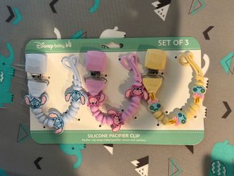 Disney 3 Pack of Silicon Pacifier Clips