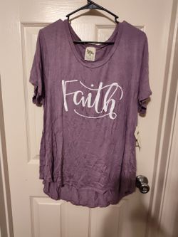 Dirtee Laundry Women's Plus Size Purple Faith Tshirt Size 2x