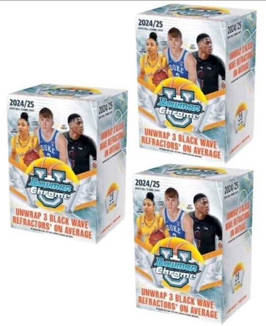 2024-25 Bowman Chrome University Basketball Blaster Box! 3 Box Lot! Copper Flagg Rc!? $75 For All