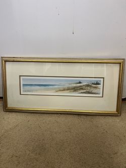 Original beach and waves framed painting signed