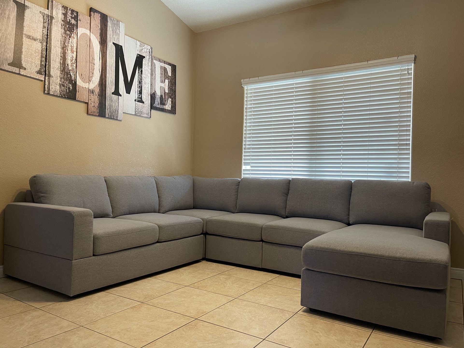 ππ¦Lilola Home Warren Light Gray Linen 6 Seat Reversible Modular Sectional Sofa Chaise wayfair π¦π