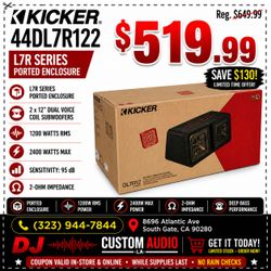 Kicker L7 Solo-Baric L7R12 Ported Box 2 x 12" Dual Voice Coil Subwoofers 2400 Watts 45DL7R122 DL7R12 🚨 Payment Options Available 🚨 No Credit Needed 