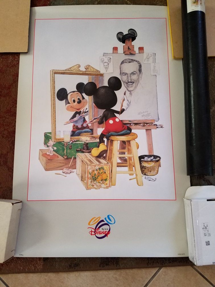 Walt Disney Mickey Mouse Self Portrait Art Print Poster