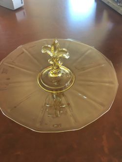 * Yellow Depression Glass Serving Plate