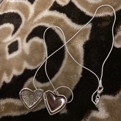 925 Sterling Silver Heart ❤️ Photo Frame Pendant Necklace 