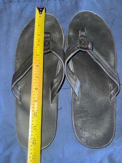 Rainbow Sandals Black Leather Flip Flops size 12