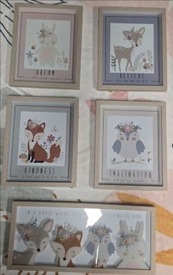 Set of 5 Kids Woodland Animal Framed Prints
