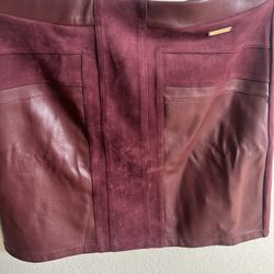 Women’s Burgundy Faux Leather /Suede Knee Length Skirt