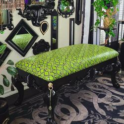 Unique 🐍 Paw Feet Ralph Lauren XL Bench/ Ottoman/ Coffee Table W/ Snake Skin Texture Leather