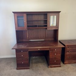 Dark Wood Desk with Hutch (Executive Computer Desk)