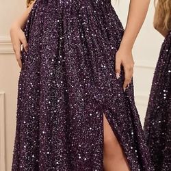 Womens Dress Off Shoulder Boxy Pleated Split Thigh Prom Dress Summer Dress for Women