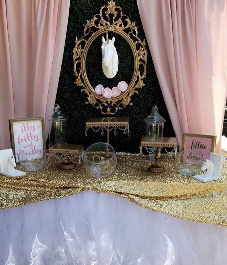 Unicorn candy and Dessert Table Set Up