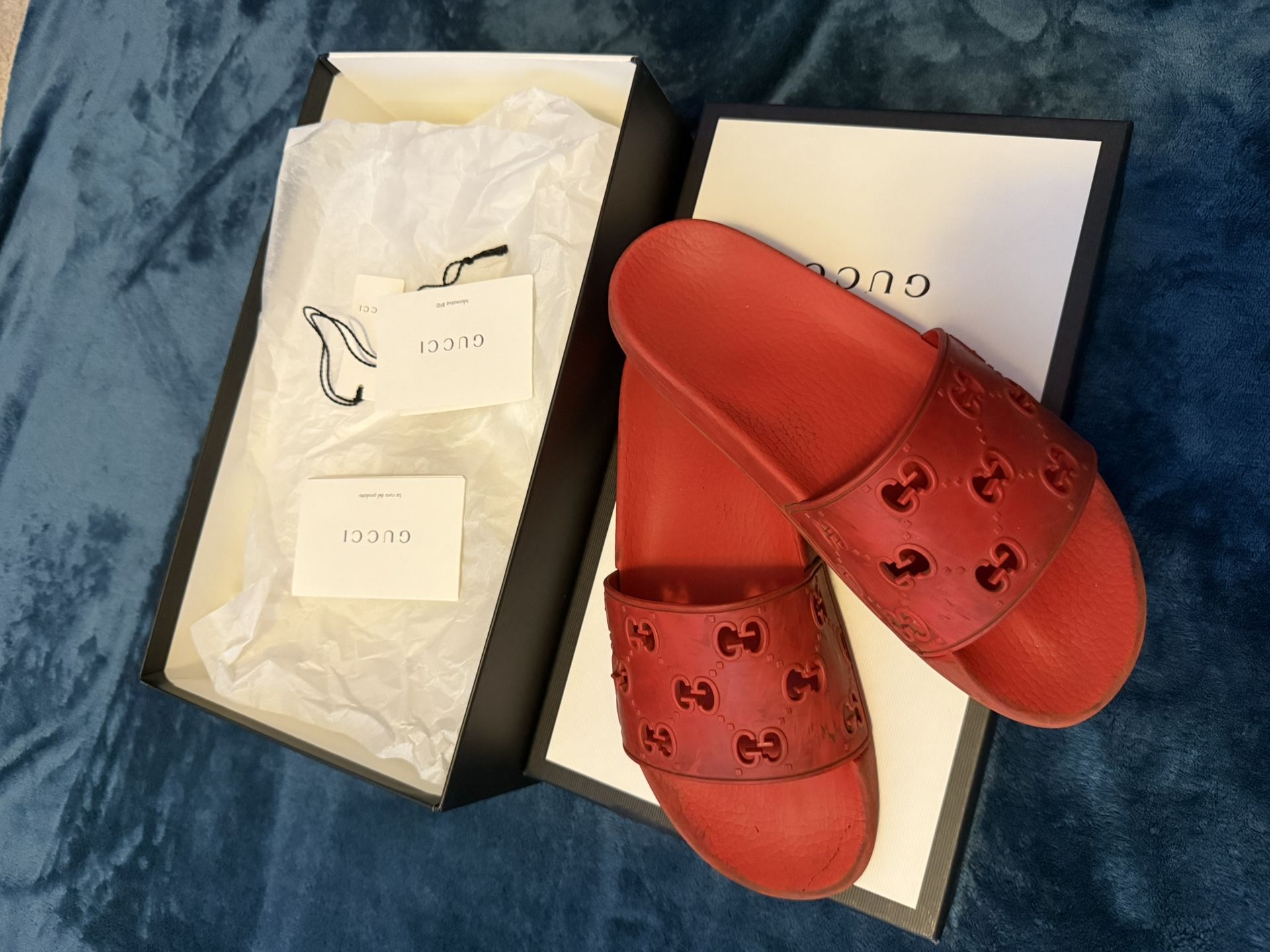 Red Gucci Monogram Slides