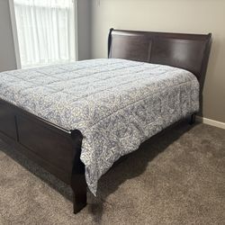GOOD CONDITION Queen Size, Half Sleigh Bed Frame , mattress, & box spring