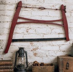 Antique Primitive Wooden Buck Bow Saw 33” Farm Logging Rustic Wall Decor