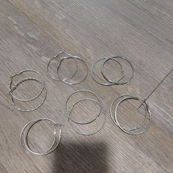 Silver Hoops Earrings 
