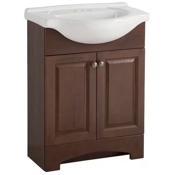 Chelsea 26 in. Single Sink Cognac Bath Vanity with White Porcelain Top (Assembled)