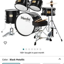 Mendini by Cecilio Kids Drum Set 5 Piece - Full 16in Youth Drumset