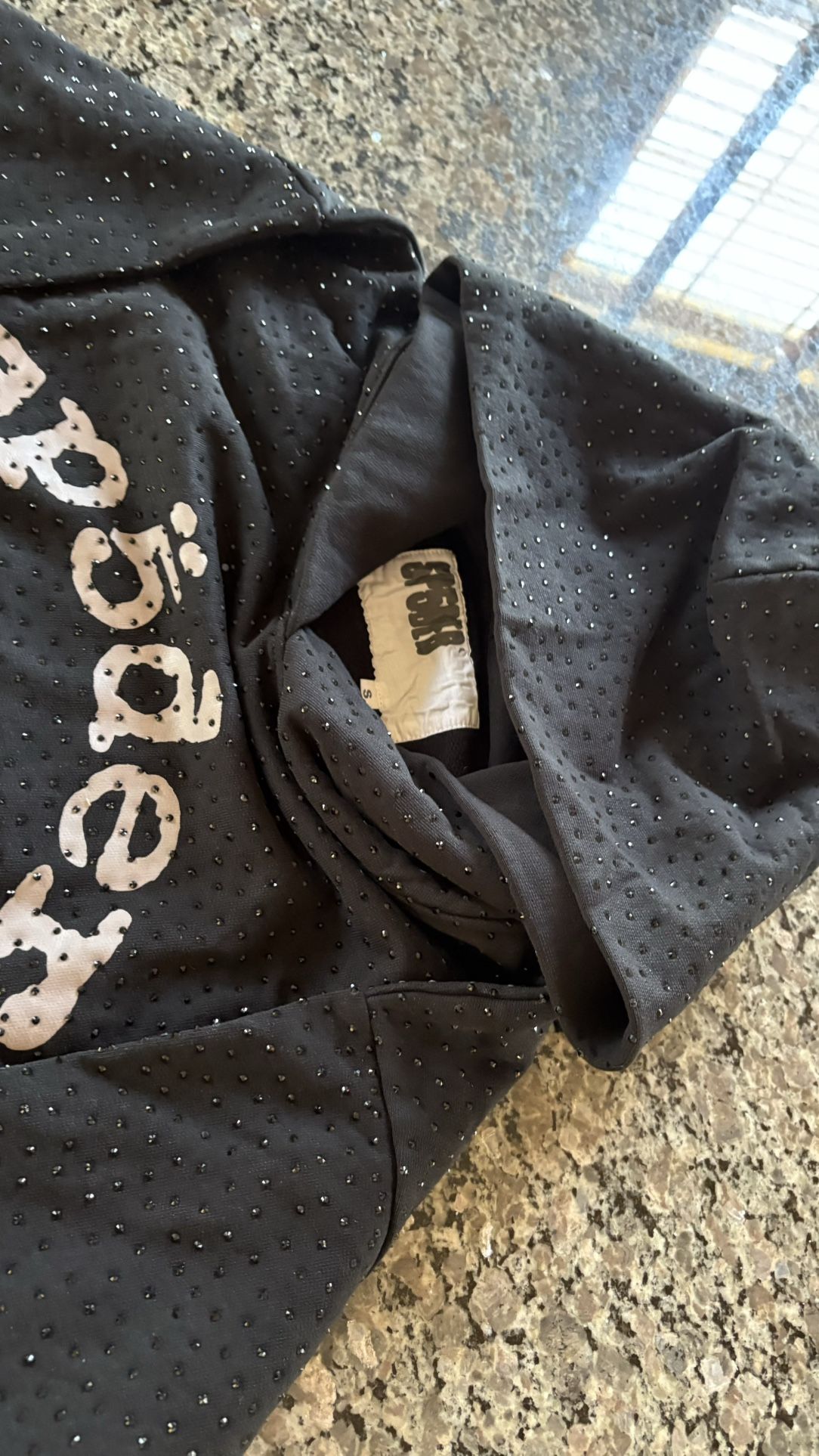 Black Vvs Rhinestone Spider Hoodie
