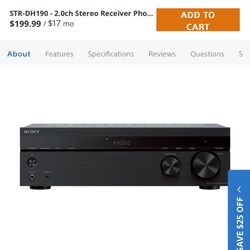 STR-DH190-2.0 Inch Stereo Receiver Phono Input And Bluetooth 