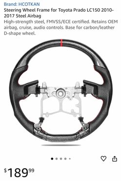Steering Wheel Frame for Toyota Prado LC150 2010-2017 Steel Airbag High-strength steel, FMVSS/ECE certified. Retains OEM airbag, cruise, audio control