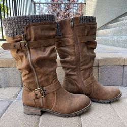 Women’s mud calf, brown leather boots