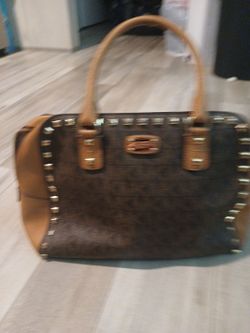 Brown Monogram Studded Handbag