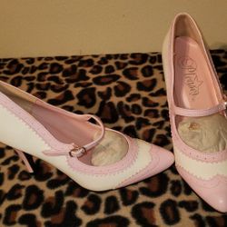 Pleaser Pink/White Maryjane Style High Heels Size 6